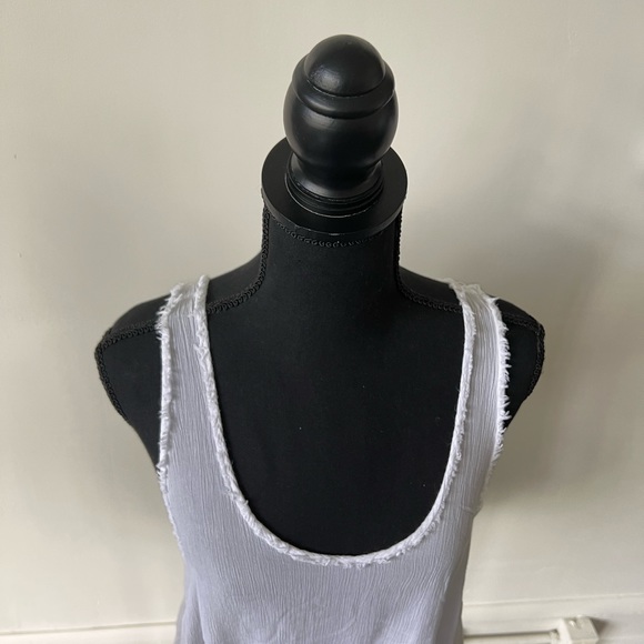 Backless Raw Hem Semi Sheer White Blouse - Picture 3 of 8